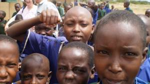 Some of the pupils benefitting from the refurbished school and clean water supply.